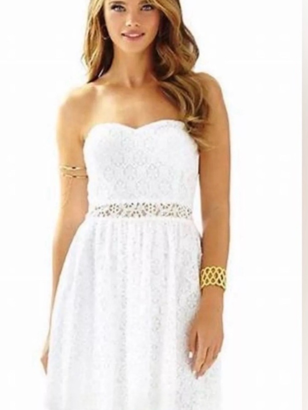 Lilly Pulitzer Brett Dress Resort White Floral hexagon Lace XS - Picture 1 of 5